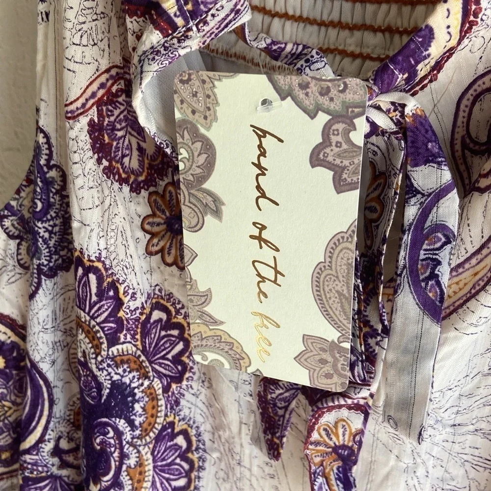 NWT Band of the Free Gypsy Flowy Purple Lightweight Paisley Tiered Maxi Dress M - Picture 6 of 13